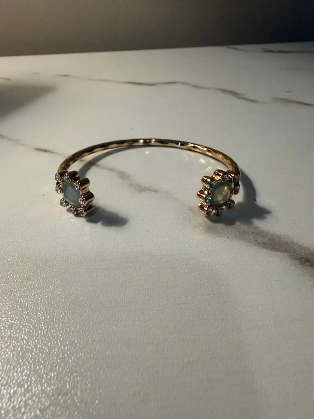 Gold Open Cuff Bracelet with Opalescent Accent Stones